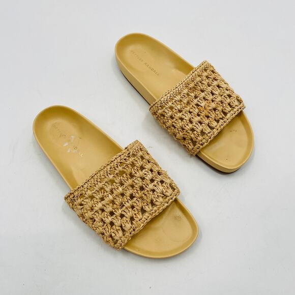 Loeffler Randall Cream Tan weaved slide Henri sandals - Picture 2 of 7